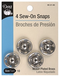 D80-21-65 Sew-On Snaps Nickel Size 10