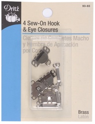DRITZ D93-65 Sew-On Hook & Eye Closures Nickel